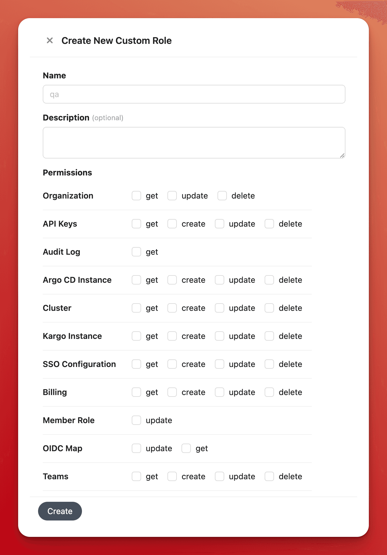 Akuity Custom Roles Panel